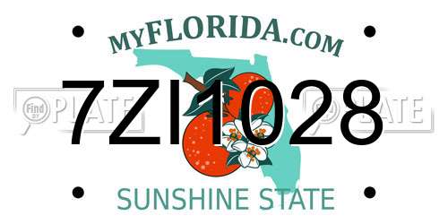 7ZI1028 Florida License Plate