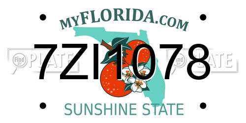7ZI1078 Florida License Plate