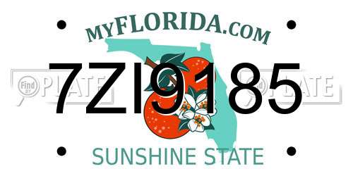 7ZI9185 Florida License Plate