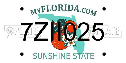 7ZII025 Florida License Plate