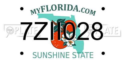 7ZII028 Florida License Plate