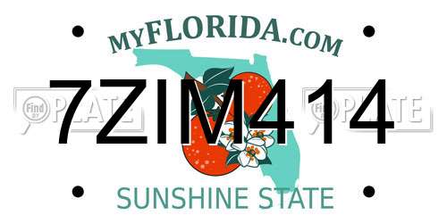 7ZIM414 Florida License Plate