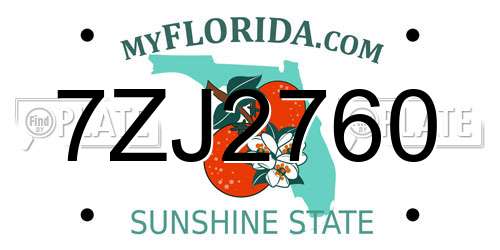 7ZJ2760 Florida License Plate