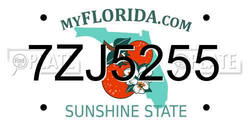 7ZJ5255 Florida License Plate