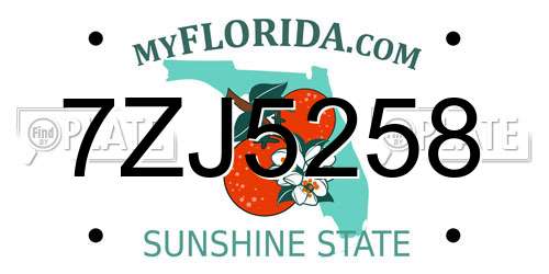7ZJ5258 Florida License Plate