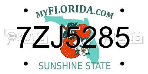 7ZJ5285 Florida License Plate