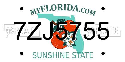 7ZJ5755 Florida License Plate