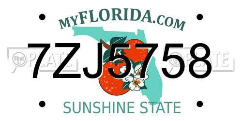 7ZJ5758 Florida License Plate