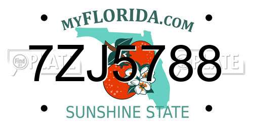 7ZJ5788 Florida License Plate