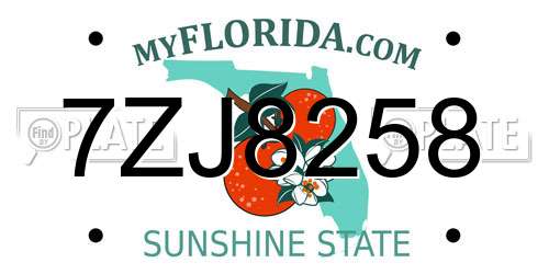 7ZJ8258 Florida License Plate