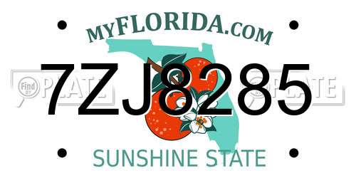 7ZJ8285 Florida License Plate