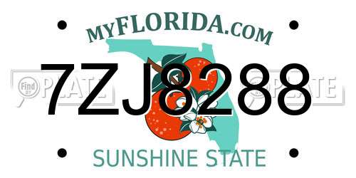 7ZJ8288 Florida License Plate