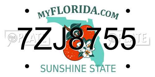 7ZJ8755 Florida License Plate