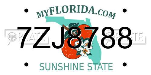 7ZJ8788 Florida License Plate