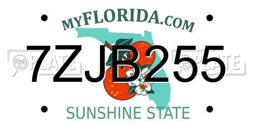 7ZJB255 Florida License Plate