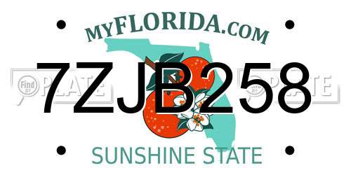 7ZJB258 Florida License Plate