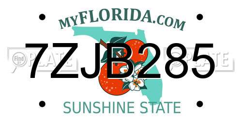 7ZJB285 Florida License Plate