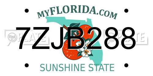 7ZJB288 Florida License Plate