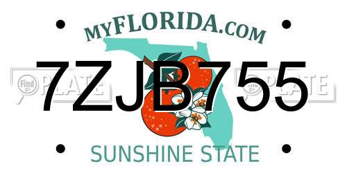 7ZJB755 Florida License Plate