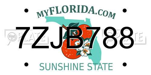 7ZJB788 Florida License Plate