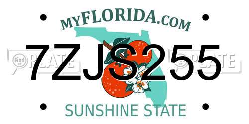 7ZJS255 Florida License Plate