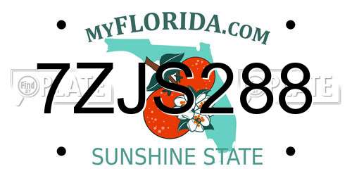 7ZJS288 Florida License Plate