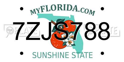 7ZJS788 Florida License Plate