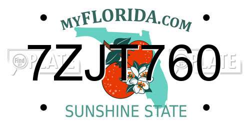 7ZJT760 Florida License Plate