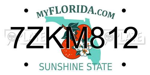 7ZKM812 Florida License Plate