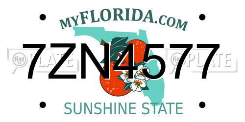 7ZN4577 Florida License Plate