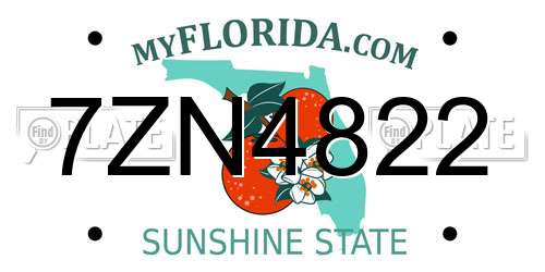 7ZN4822 Florida License Plate