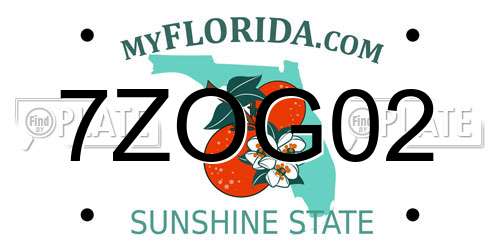 7ZOG02 Florida License Plate