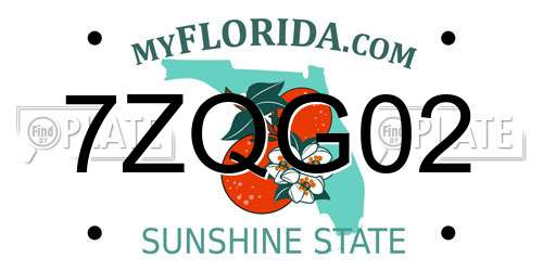 7ZQG02 Florida License Plate