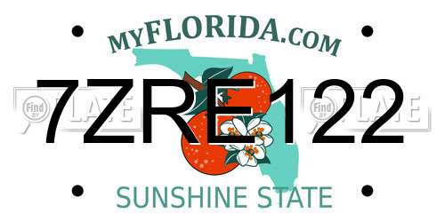 7ZRE122 Florida License Plate