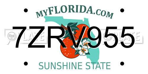 7ZRV955 Florida License Plate