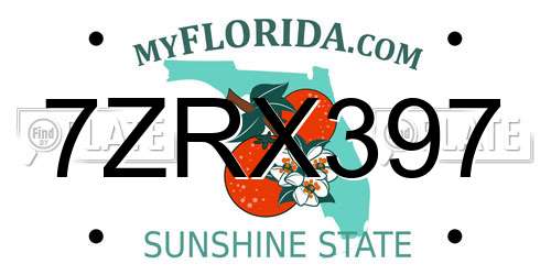7ZRX397 Florida License Plate