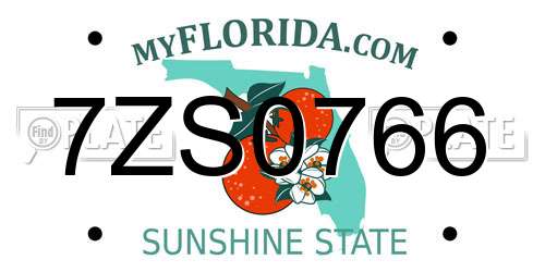7ZS0766 Florida License Plate