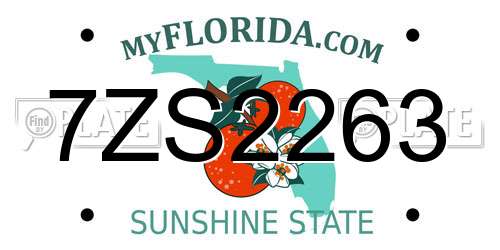 7ZS2263 Florida License Plate