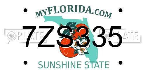 7ZS335 Florida License Plate