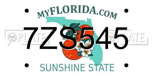 7ZS545 Florida License Plate