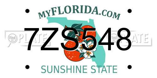 7ZS548 Florida License Plate