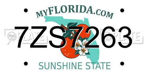 7ZS7263 Florida License Plate