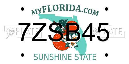 7ZSB45 Florida License Plate
