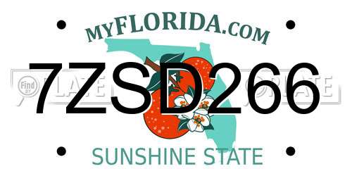 7ZSD266 Florida License Plate
