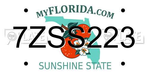 7ZSS223 Florida License Plate