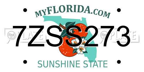 7ZSS273 Florida License Plate
