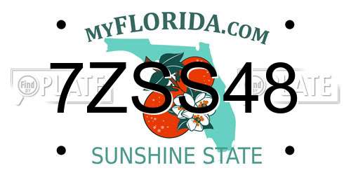 7ZSS48 Florida License Plate
