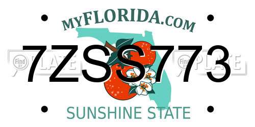7ZSS773 Florida License Plate