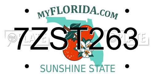 7ZST263 Florida License Plate