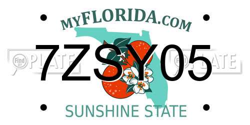 7ZSY05 Florida License Plate
